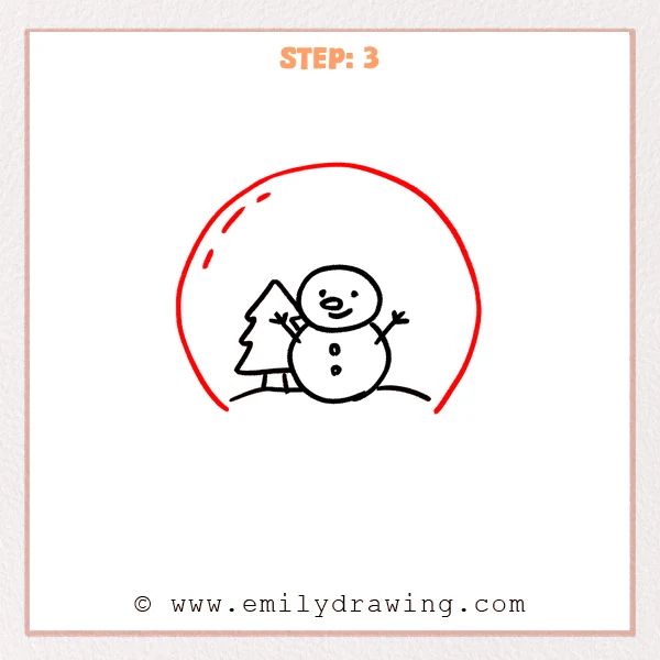 how to draw a snow globe - Step 3